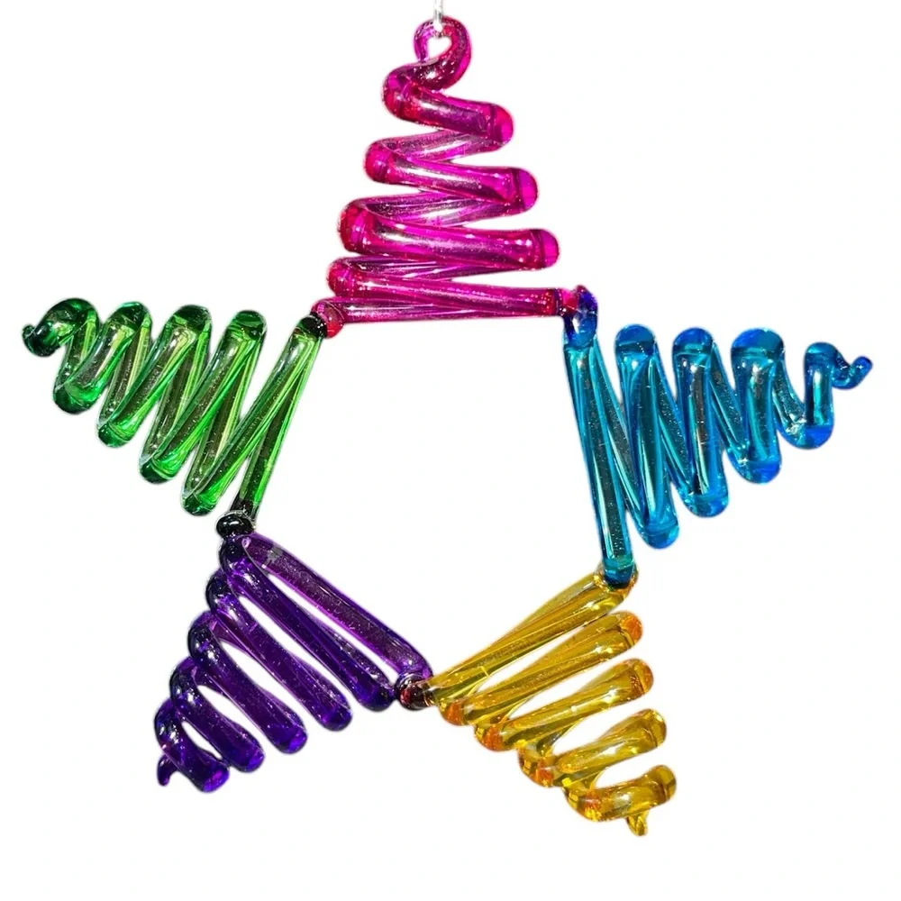 Pier 1 Star Ornament Glass Multi Colored